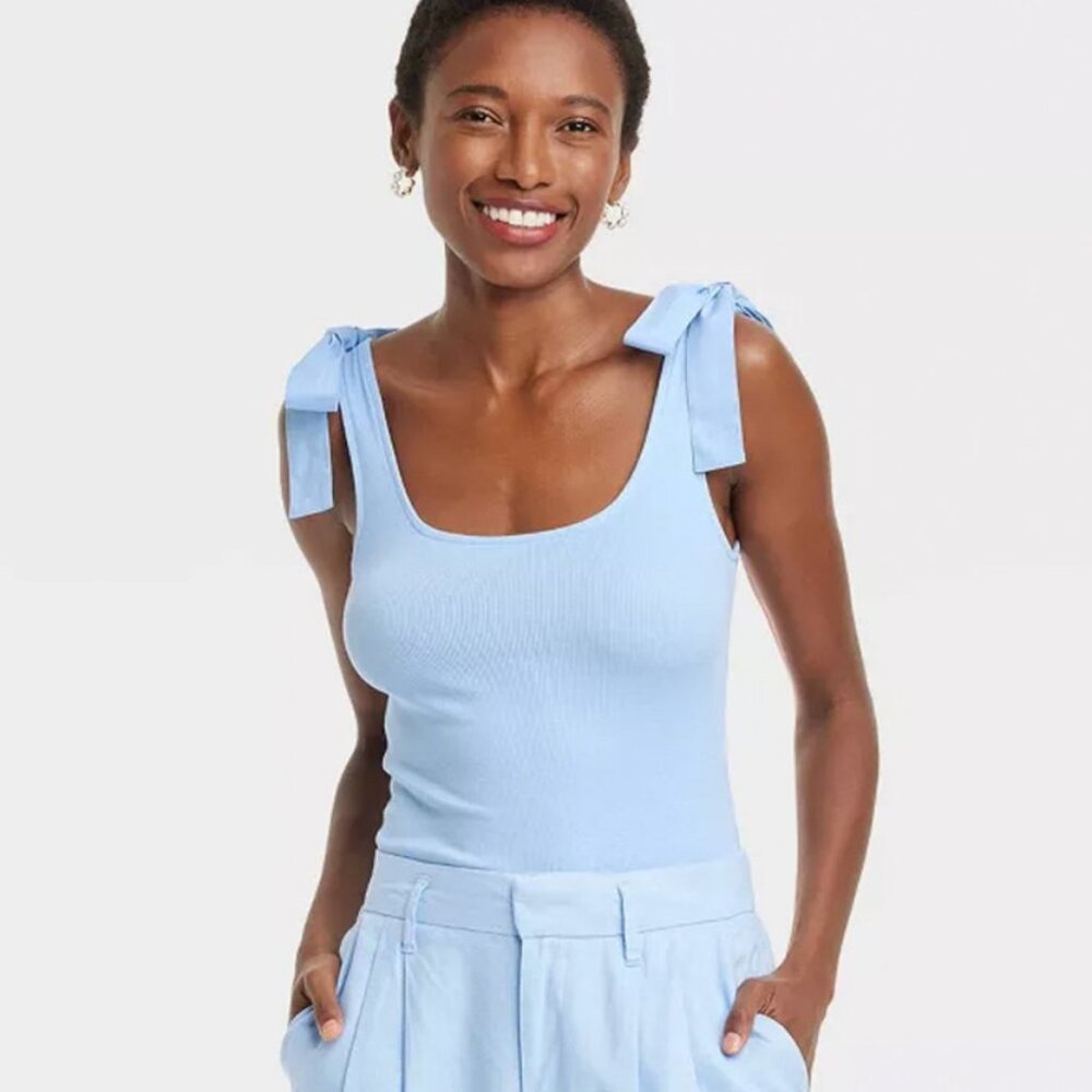A New Day Blue Bow Tie Tank Top Size Small
